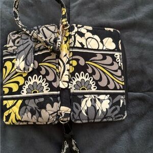 Vera Bradley Black and Yellow Floral Clutch
